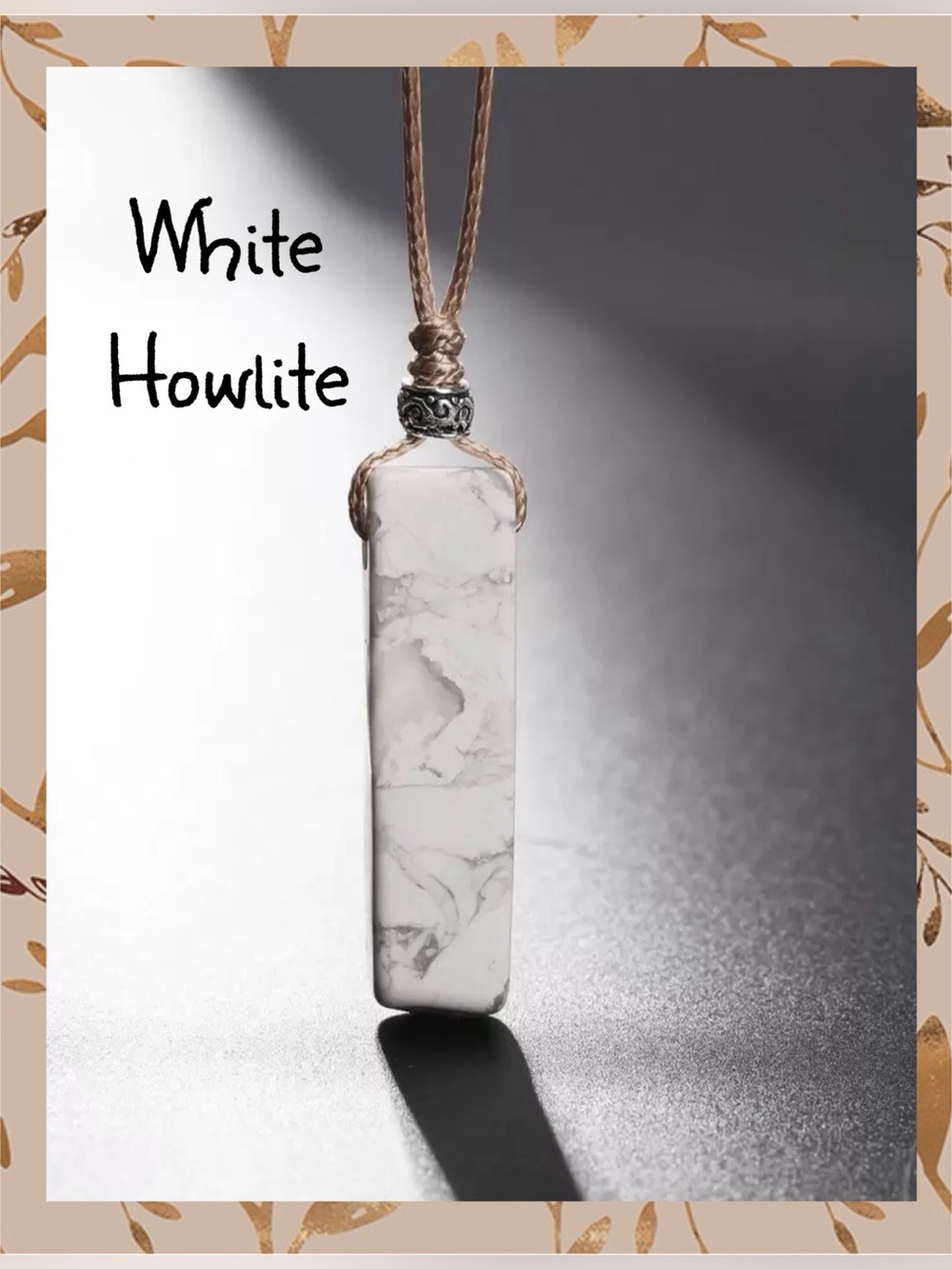 Natural Handmade White Howlite Pendant Necklace NEW Healing Crystal Jewelry